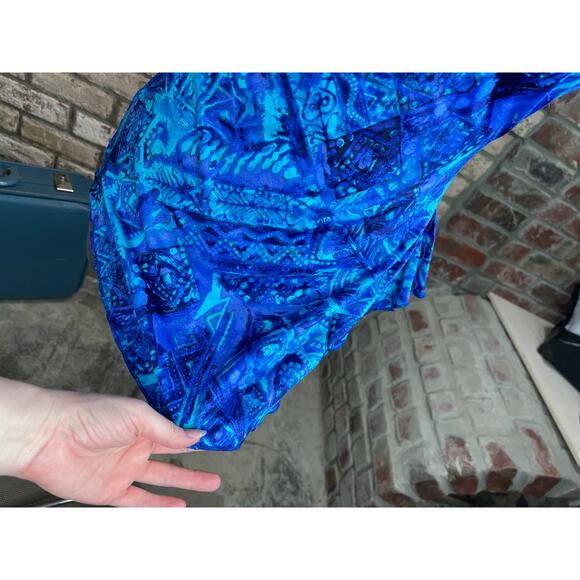 Maxine of hollywood one piece swimsuit geometric blue green - Picture 11 of 13